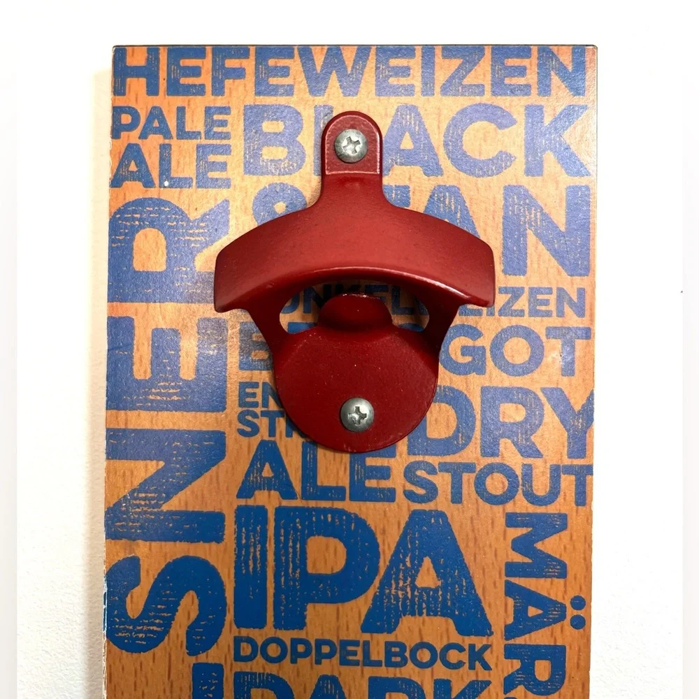 Beer Brewing Wood Wall-Mounted Bottle Opener Magnetic Man Cave Liquor Ale IPA